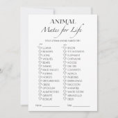 ライフ用アニマルメイトブライダルシャワーゲームカード 招待状 (正面)