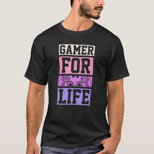 ライフ用ゲーマーおもしろいレトロスタイルビデオゲーム制御 Tシャツ (正面)