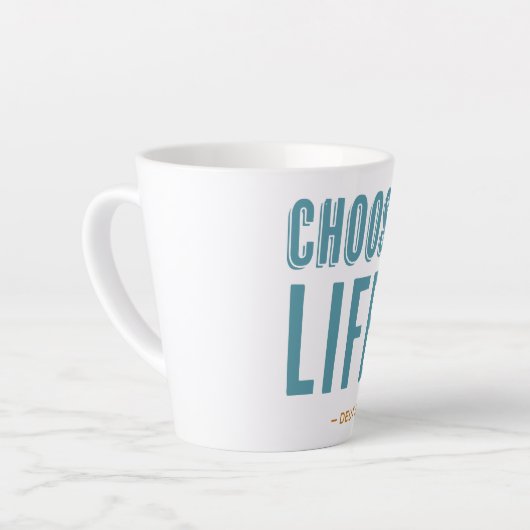 ライフ申命記30:19プロライフTシャツCofを選択 カフェラテマグ (左アングル)