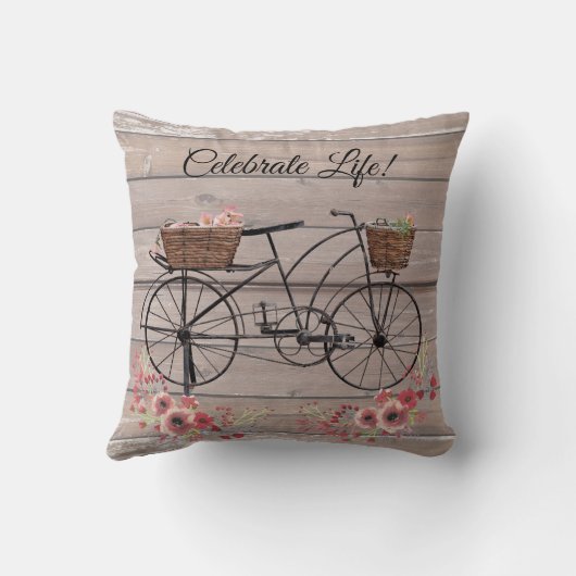 ライフ祝ヴィンテージフローラファームハウス自転車 クッション (裏面)