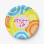 ライフ素晴らしパック柄 ペーパープレート (正面)