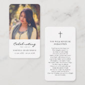 ライフ葬儀お祝いカードの写真祈りの言葉 名刺 (正面/裏面)