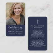 ライフ葬儀の写真お祝い祈りの言葉ブルーカード 名刺 (正面/裏面)