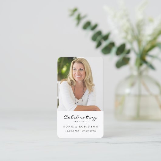 ライフ記念お祝いカードの写真祈りの言葉 名刺 (スタンド正面)