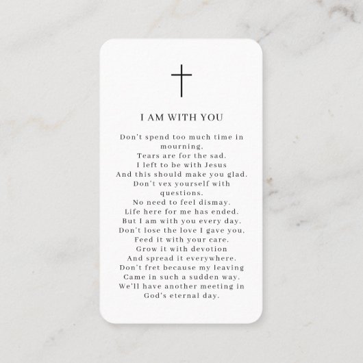 ライフ記念お祝いカードの写真祈りの言葉 名刺 (裏面)