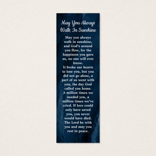 ライフ記念祈りの言葉しおり青のお祝い (裏面)