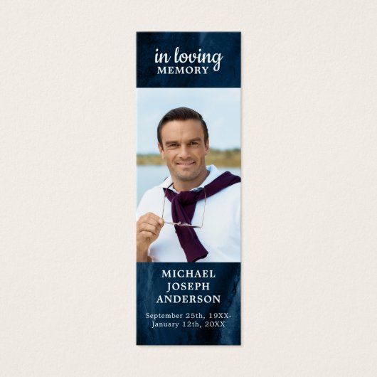 ライフ記念祈りの言葉しおり青のお祝い (正面)