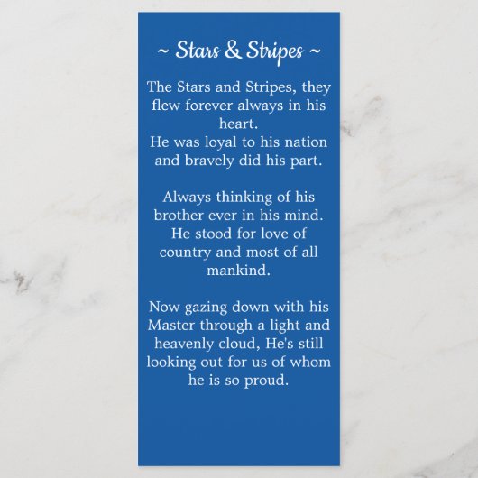 ライフ軍隊カードブックマークの祈りの言葉お祝い (裏面)