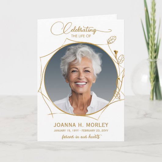 ライフ金ゴールドお祝い写真葬儀プログラム 招待状 (正面)