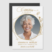 ライフ金ゴールドのお祝い写真葬式マグネットカード マグネット招待状 (正面/裏面)