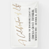 ライフ金ゴールド手書きお祝いのタイポグラフィ 横断幕 (縦)