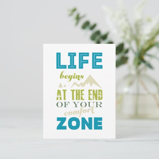 ライフ開始感動的引用文タイポグラフィプリント ポストカード (スタンド正面)