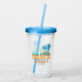 ライフ・アット・ザ・ビーチカッコいい・ブルー/オレンジパーソナライズされた アクリルタンブラー (裏面)