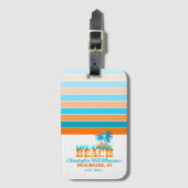 ライフ・アット・ザ・ビーチカッコいい・ブルー/オレンジパーソナライズされた ラゲッジタグ (正面縦)