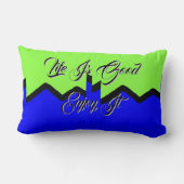 ライフ イズ グッド 楽しんで グリーン ブルー 腰用クッション ランバークッション (裏面)