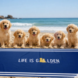 ライフ・イズ・ゴールデン 犬の入浴用またはビーチタオル ビーチタオル