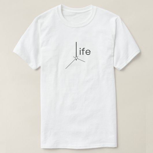 ライフ・イズ・タイム 時計の針 タイポグラフィーTシャツ Tシャツ (デザイン正面)