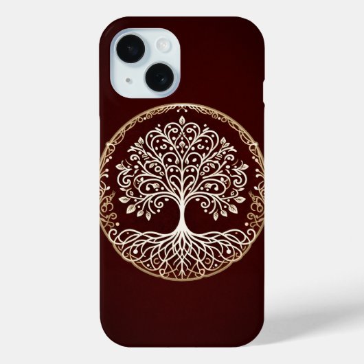 ライフ・オブ・ツリー　ダークレッドのケルト様式 Case-Mate iPhoneケース (裏面)