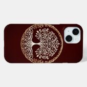 ライフ・オブ・ツリー　ダークレッドのケルト様式 Case-Mate iPhoneケース (裏面 (横))