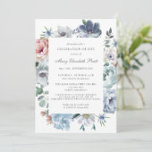 ライフ セレブレーション ダスティーブルー フラワー葬儀 招待状 (スタンド正面)