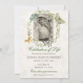 ライフ セレブレーション バタフライ リース 緑の葉 招待状 (正面)