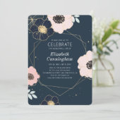 ライフ セレブレーション モダン エンボス フローラル ジオメトリック 招待状 (スタンド正面)