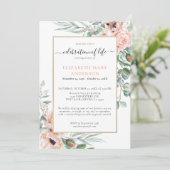 ライフ セレブレーション 追悼 バラ色の花 招待状 (スタンド正面)