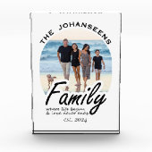 ライフ&ラブ引用文家族の写真とスクリプト名ギフト フォトブロック (正面)