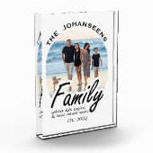 ライフ&ラブ引用文家族の写真とスクリプト名ギフト フォトブロック (左)