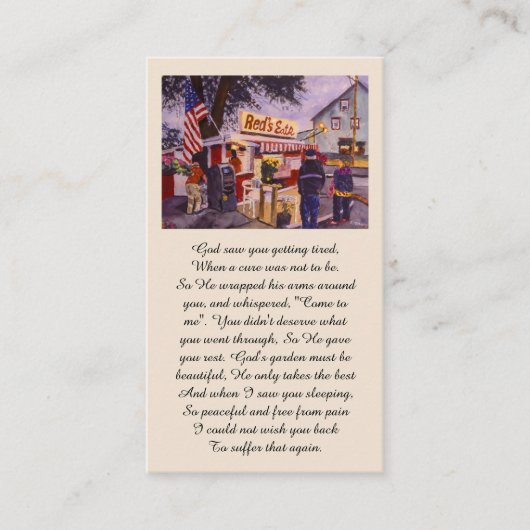 ライフ・レッドのお祝い食べロブスター祈りの言葉カード 名刺 (正面)