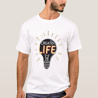 ライフ – 感動的電球デザイン Tシャツ