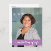 ライフ 紫の感謝と記憶の写真 葬儀 招待状 (正面/裏面)