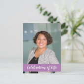 ライフ 紫の感謝と記憶の写真 葬儀 招待状 (スタンド正面)