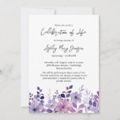 ライフ 紫の花 お写真によるお別れの会 招待状 (裏面)