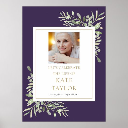 ライフ 紫グリーン フォト お祝い サイン (正面)