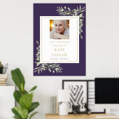 ライフ 紫グリーン フォト お祝い サイン (ホームオフィス)