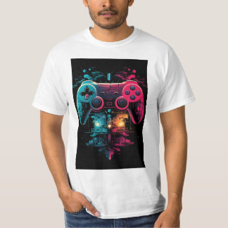 ライフTシャツのコントローラー – Neon Cyber Gaming Gra Tシャツ