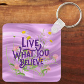 ライブあなた信じ引用文紫の薄紫フローラ キーホルダー (裏面)