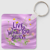 ライブあなた信じ引用文紫の薄紫フローラ キーホルダー (裏面)