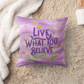 ライブあなた信じ引用文紫の薄紫フローラ クッション (ブランケット)