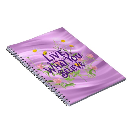 ライブあなた信じ引用文紫の薄紫フローラ ノートブック (右側)