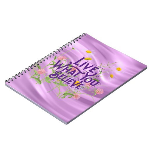 ライブあなた信じ引用文紫の薄紫フローラ ノートブック (左側)