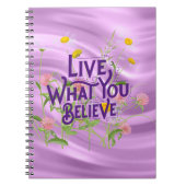 ライブあなた信じ引用文紫の薄紫フローラ ノートブック (正面)