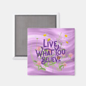 ライブあなた信じ引用文紫の薄紫フローラ マグネット (正面/裏面)