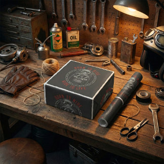 ライブに生まれ乗るスカルのバイクもしくは自転車に乗る人に乗る ラッピングペーパー