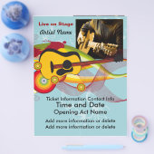 ライブオンステージアコースティックギタリストフライヤー チラシ (シングル)