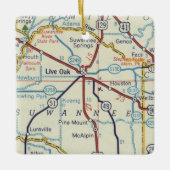 ライブオークスワニー川の地図 セラミックオーナメント (正面)