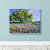 ライブオーク&テキサス州ペイントブラシ、テキサス州 キャンバスプリント (インサイチュ (ウッドフロア))