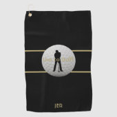 ライブゴルフ引用文タイポグラフィブラックグリーンモノグラム ゴルフタオル (正面)