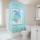 ライブサンシャインスイムシーウミガメビーチ水彩 シャワーカーテン (インサイチュ)